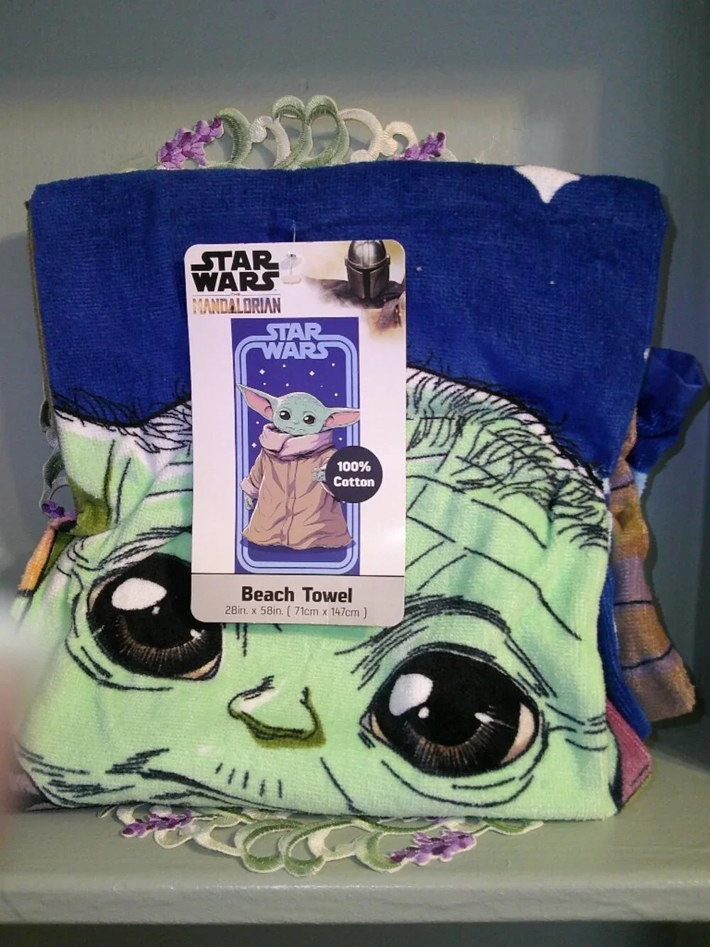 Star Wars Mandalorian Baby Yoda Grogu adorable beach towel 28 x 58 in NWT